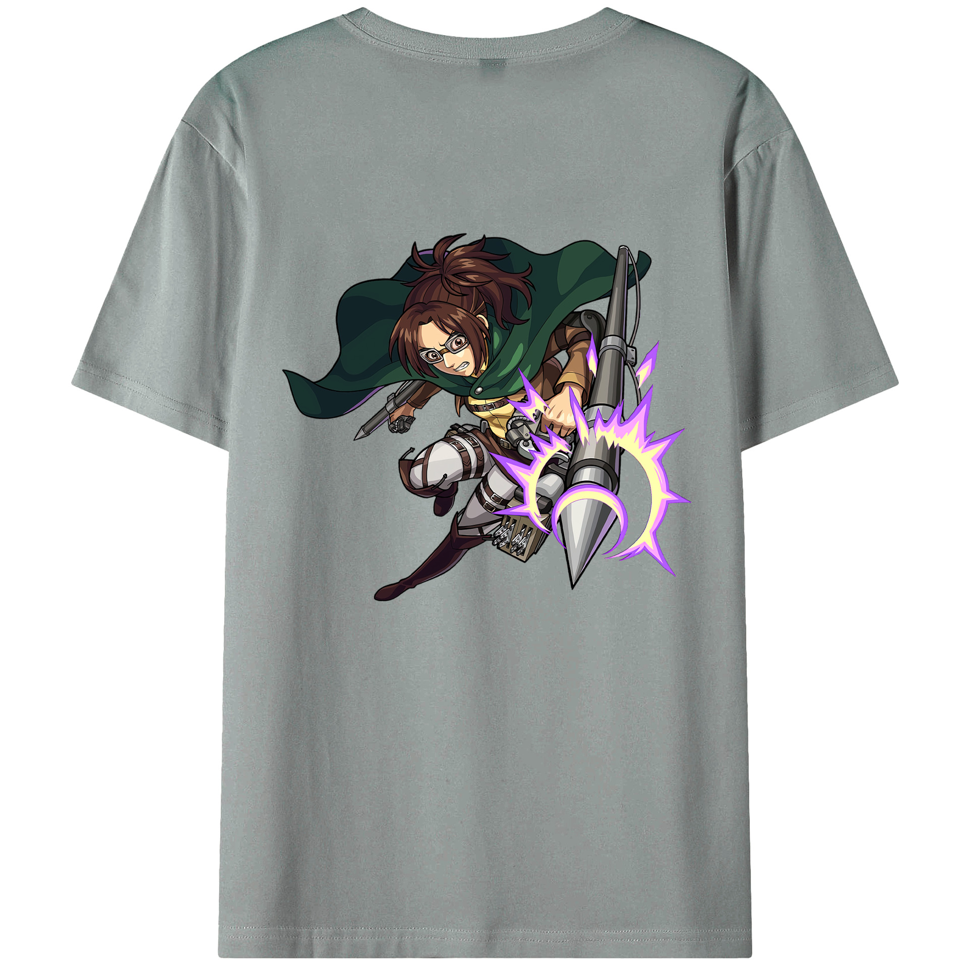（画像用） 進撃の巨人 ハンジ·ゾエ Attack on Titan Hanji Zoe 綿100％ メンズ半袖Tシャツ（バックプリント） 通気性